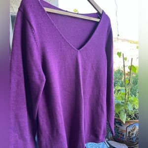 Purple Merino Wool C Neck